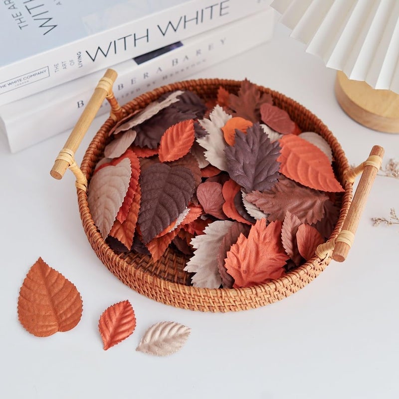 RATREE 888 100 pcs Mlberry Paper Leaves - Rose, Sunflower, Hydrangea, Lotus - Scrapbooking Wedding DIY Craft Supplies (Mixed Leaves Brown..) - Image 4